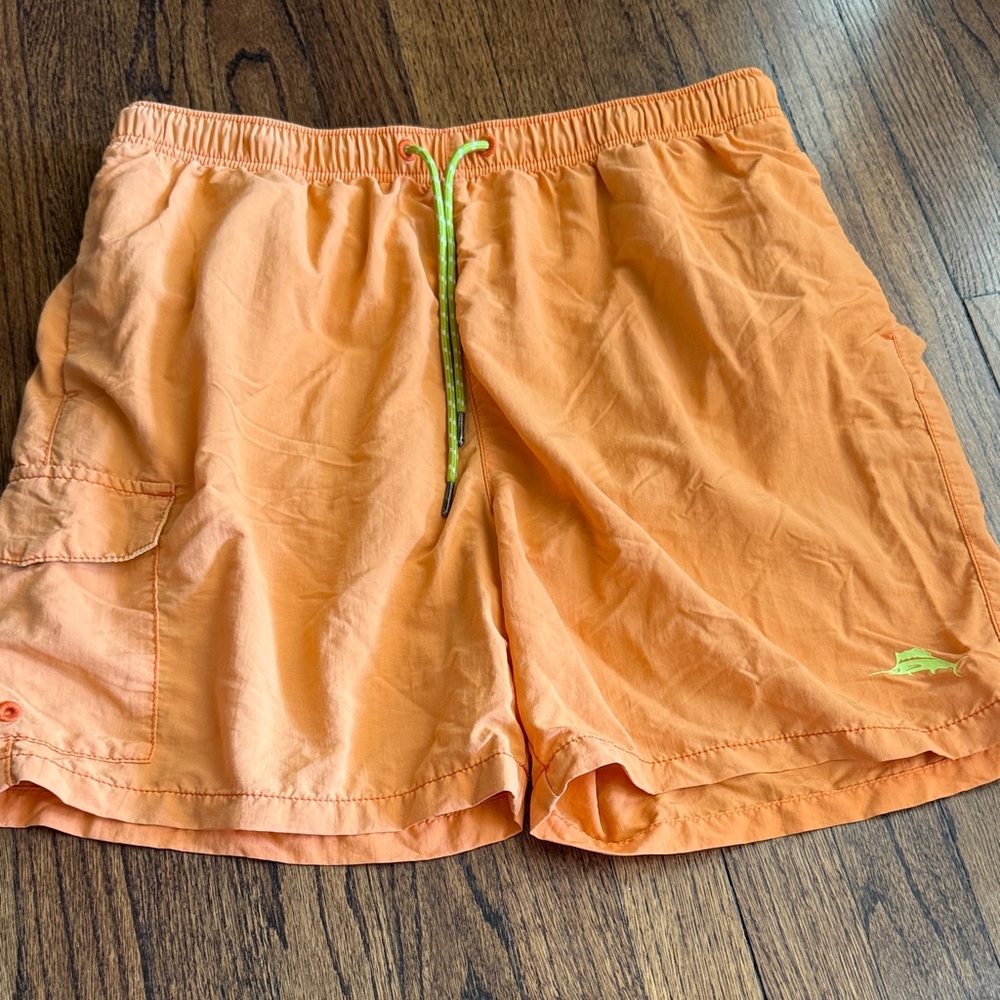 Tommy Bahama Orange Swim Trunks with Green Accent